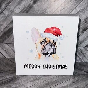 French Bulldog Merry Christmas Block Sign- NWT